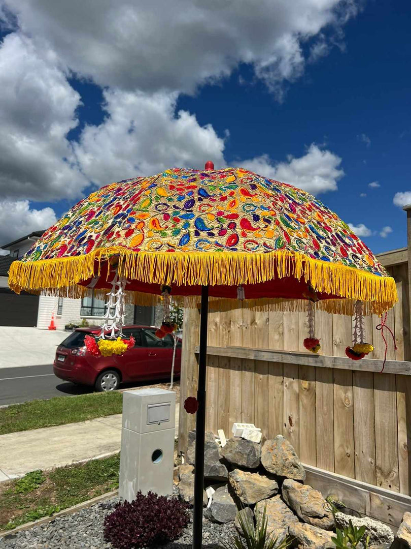 Traditional umbrellas for hire.