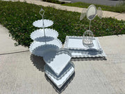 White cake trays and cup cake stands Bling Decorations